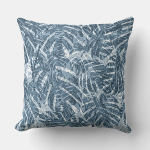 Blaue tropische Palmwedel Regenwald Wassertropfen Kissen