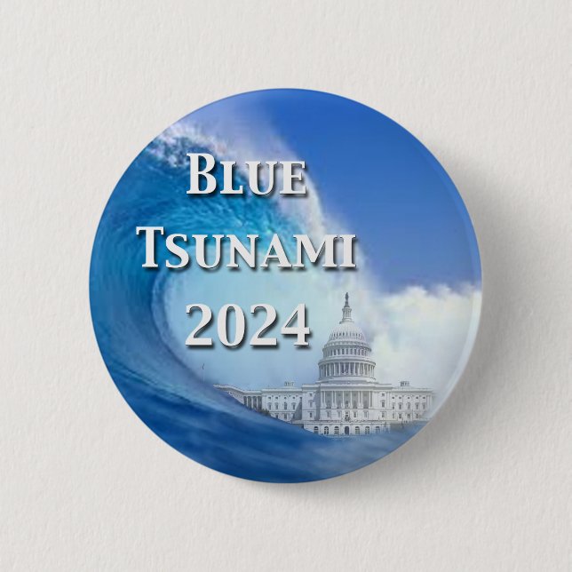 Blaue Tsunami-Wahl 2024 Button (Vorderseite)