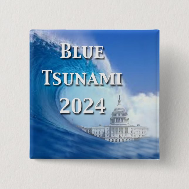 Blaue Tsunami-Wahl 2024 Button (Vorderseite)