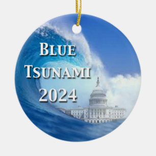 Blaue Tsunami-Wahl 2024 Keramik Ornament