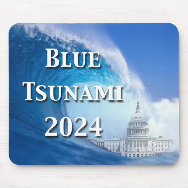 Blaue Tsunami-Wahl 2024 Mousepad (Vorne)