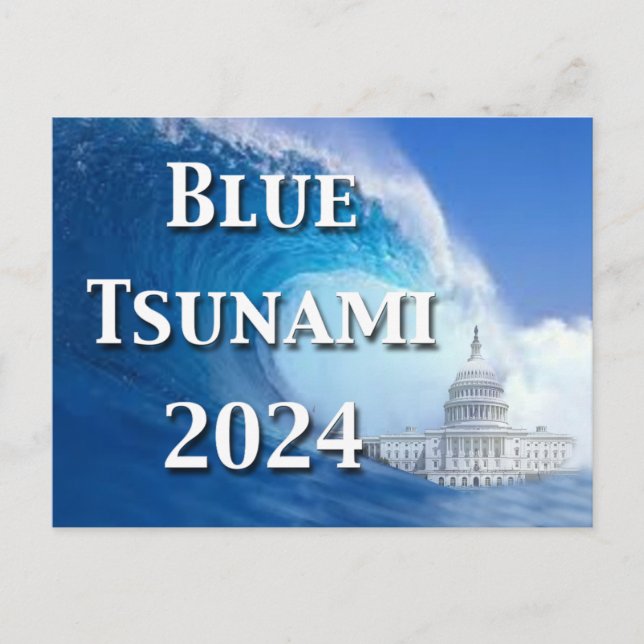 Blaue Tsunami-Wahl 2024 Postkarte (Vorderseite)