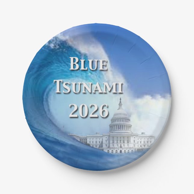 Blaue Tsunami-Wahl 2026 Pappteller (Vorderseite)