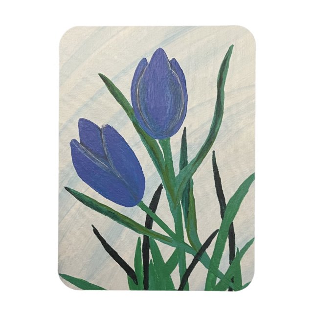 Blaue Tulips Magnet (Vertikal)