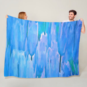 Blaue Tulissen Abstraktes Blumenmuster Fleecedecke
