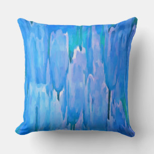 Blaue Tulissen Abstraktes Blumenmuster Kissen