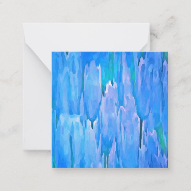 Blaue Tulissen Abstraktes Blumenmuster Mitteilungskarte (Vorderseite)