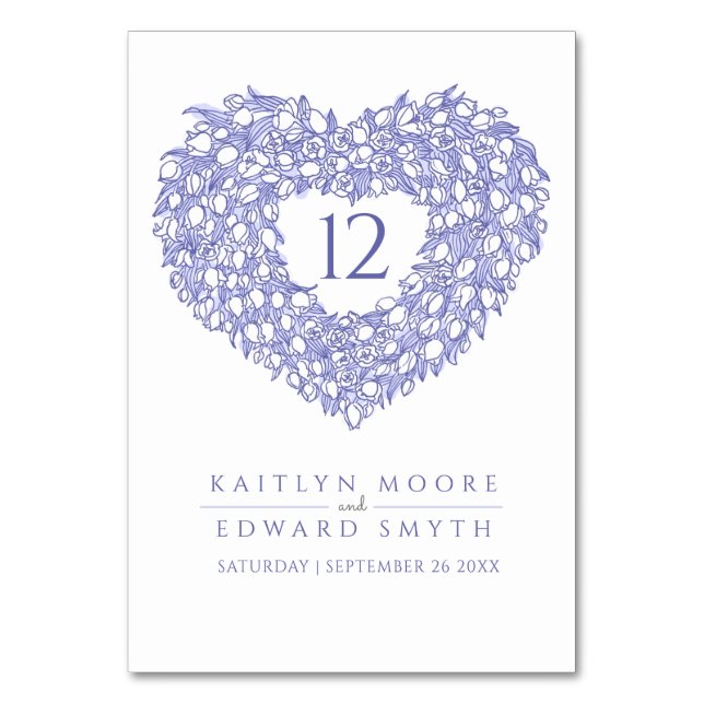 Blaue Tulpen Tischnummer (Vorderseite)