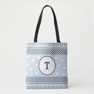 Blaue Tupfen Geometrisches Muster Monogramm Tasche