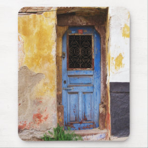 Blaue Tür auf der griechischen Insel Mykonos Mousepad