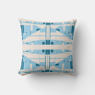 Blaue Türkis Beige Mittelmeer-Mosaik-Ebenen Kissen