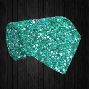 Blaue Türkis Glitzer Unechter Glitter Luxus Krawatte