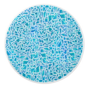 Blaue Türkis-Mosaik-Glasfliese modern chic Keramikknauf