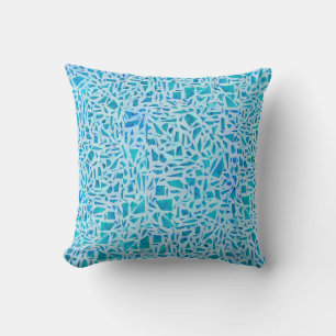 Blaue Türkis-Mosaik-Glasfliese Modern Chic Kissen