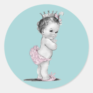Blaue Türkis Rosa Prinzessin Baby Shower Aufkleber