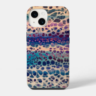 Blaue Türkisblaue Lila Weiße Acryl Abstracte Fluid iPhone 14 Hülle