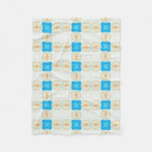 Blaue türkisfarbene, cremefarbene Kunst Fleecedecke