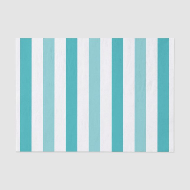 Blaue türkisfarbene Streifen Seidenpapier (Vorderseite)