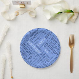 Blaue Typografie Pappteller
