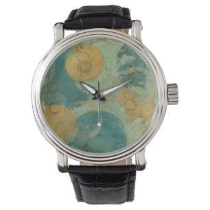 Blaue u. gelbe Kreise Armbanduhr