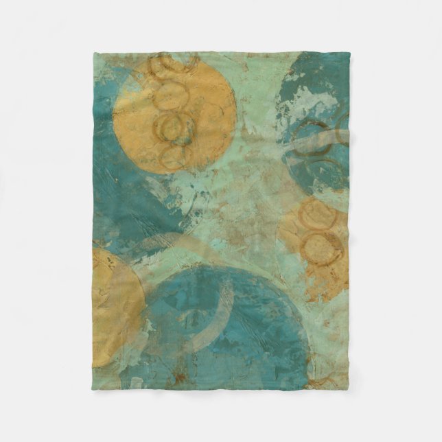 Blaue u. gelbe Kreise Fleecedecke (Vorderseite)