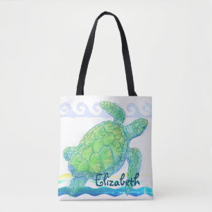 Blaue u. grüne Meeresschildkröte Tasche
