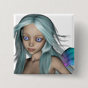 Blaue u. lila 3D Nahaufnahme der Meerjungfrau-5 Button