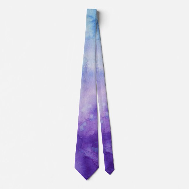 Blaue u. lila Watercolor-Krawatte Krawatte (Vorderseite)
