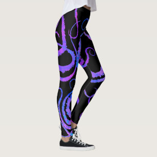 Blaue u. rosa Tentakeln auf Schwarzem - Leggings
