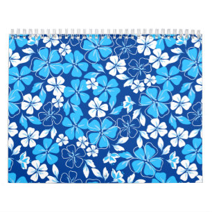 Blaue u. weiße Blumen Kalender