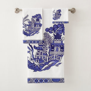 Blaue u. weiße China-blauer Weide-Entwurf Badhandtuch Set