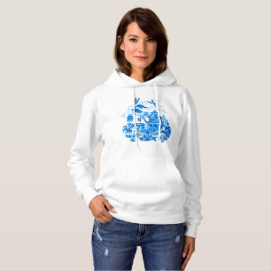 Blaue u. weiße China-blauer Weide-Entwurf Hoodie