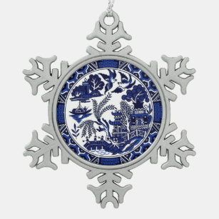 Blaue u. weiße China-blauer Weide-Entwurf Schneeflocken Zinn-Ornament
