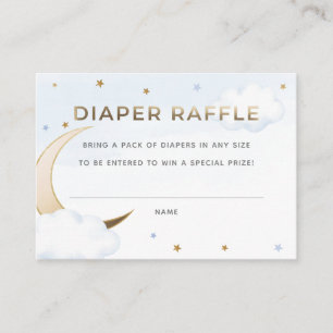 Blaue Über-den-Mond-Windel-Raffle-Einlagekarte Begleitkarte