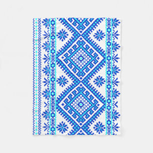 Blaue ukrainische Querstich-Muster-Baby-Decke Fleecedecke