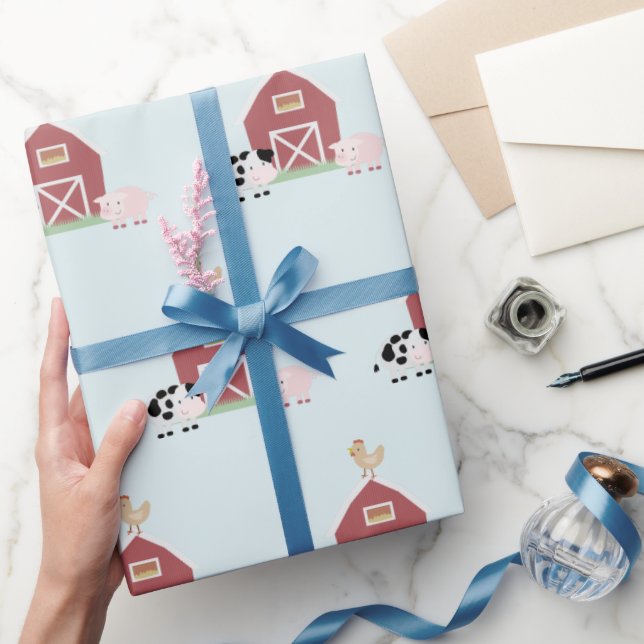 Blaue Umhüllungspapier für Landtiere und Baumuster Geschenkpapier (Schenken)