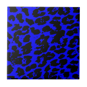 Blaue und Abstrakte Geparden Fliese