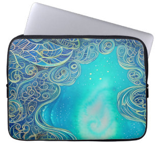 Blaue und Aquamarine Abstrakte Kunst Laptopschutzhülle