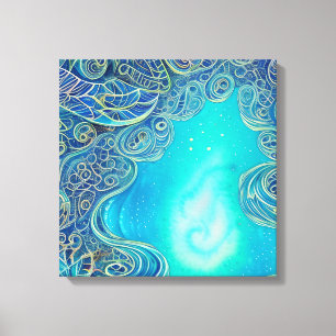 Blaue und Aquamarine Abstrakte Kunst Leinwanddruck