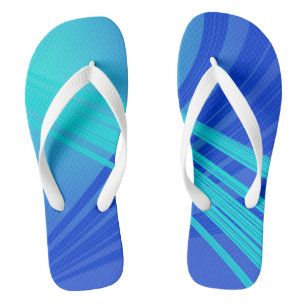 Blaue und Aquamarine Abstrakte Linien Flip Flops