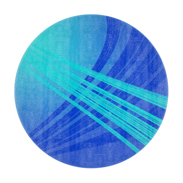 Blaue und Aquamarine Abstrakte Linien Schneidebrett (Vorderseite)