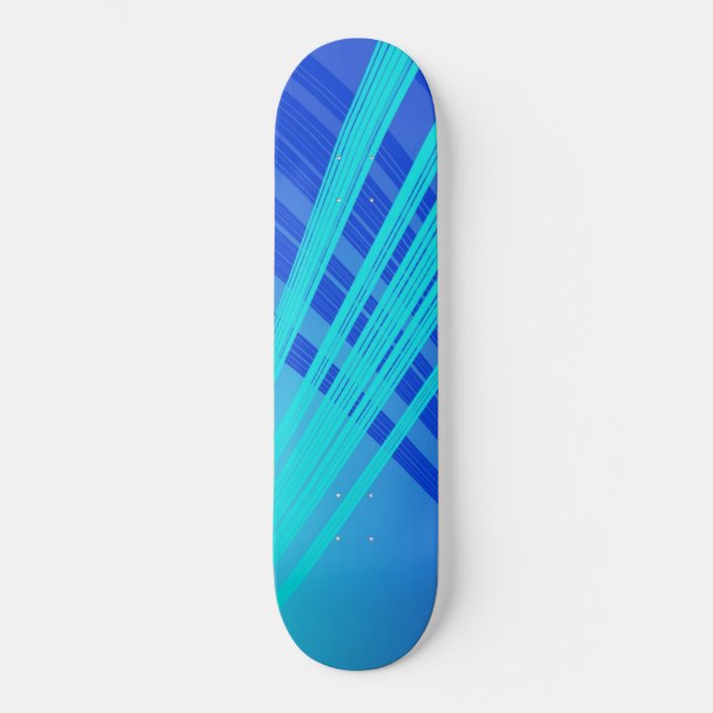 Blaue und Aquamarine Abstrakte Linien Skateboard (Vorderseite)
