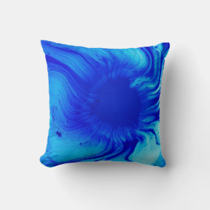 Blaue und aquamarine abstrakte Malerei Kissen