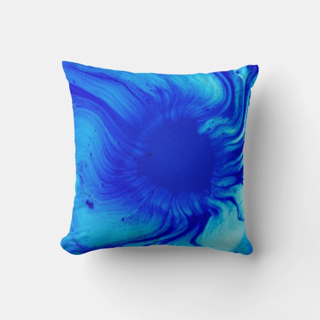 Blaue und aquamarine abstrakte Malerei Kissen (Vorderseite)