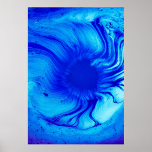 Blaue und aquamarine abstrakte Malerei Poster