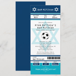 Blaue und Aquamarine Bar Mitzvah Soccer Einladung