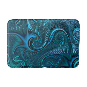 Blaue und Aquamarine Kraken Tentakles Spiralmuster Badematte