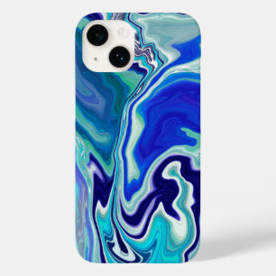 Blaue und Aquamarine Marmorwellen Case-Mate iPhone 14 Hülle