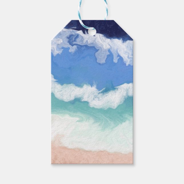Blaue und Aquamarine Meereswellen Geschenkanhänger (Vorderseite)