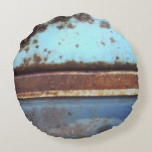 Blaue und aquamarine rostige LKW nah-up Rundes Kissen